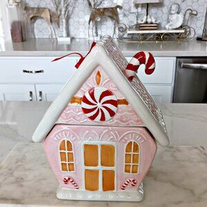 NEW! PEPPERMINT CANDY GINGERBREAD COOKIE CANDY JAR